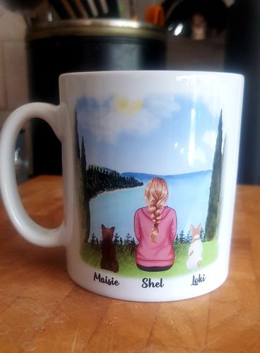 Customer photo review of Girl & Dogs - Life is better with a dog Personalised Mug