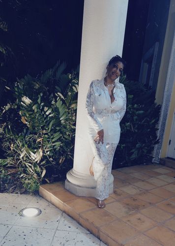 Customer photo review of Lace Classic Single Breasted See-Through Pant Suit