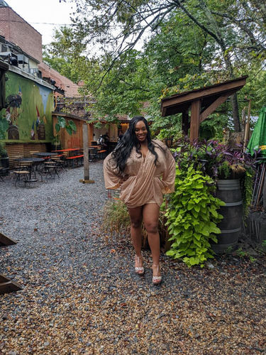 Customer photo review of Sequined Elegant V Neck Mini Dress