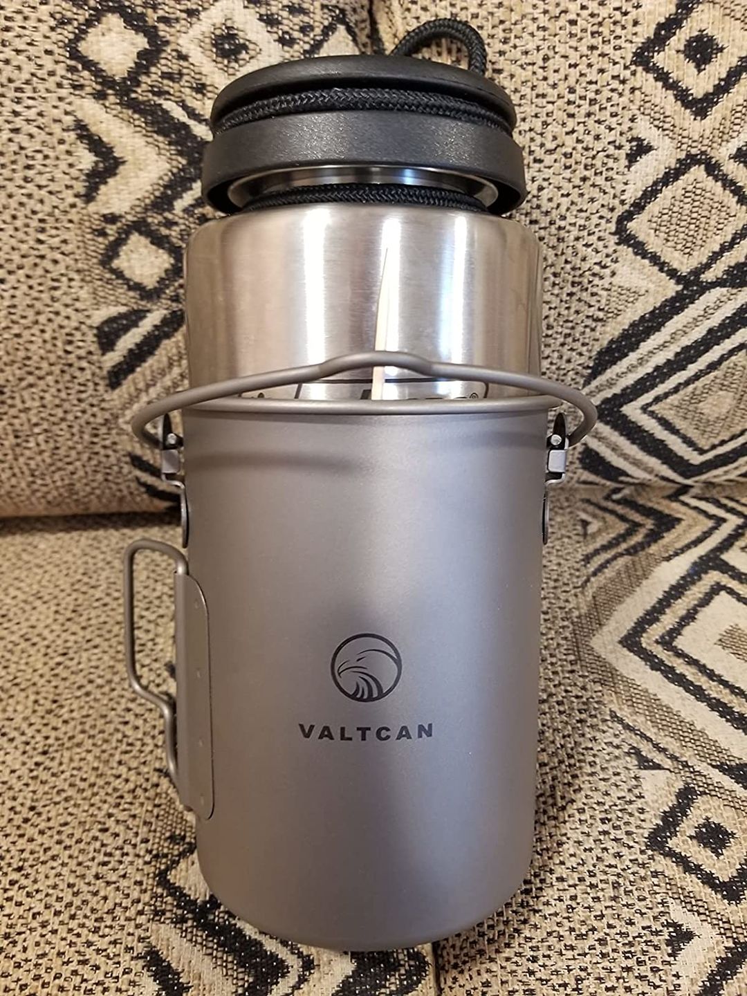 Customer photo review of Valtcan 900ml Titanium Pot 34 fl oz with Lid and Stuff Sack