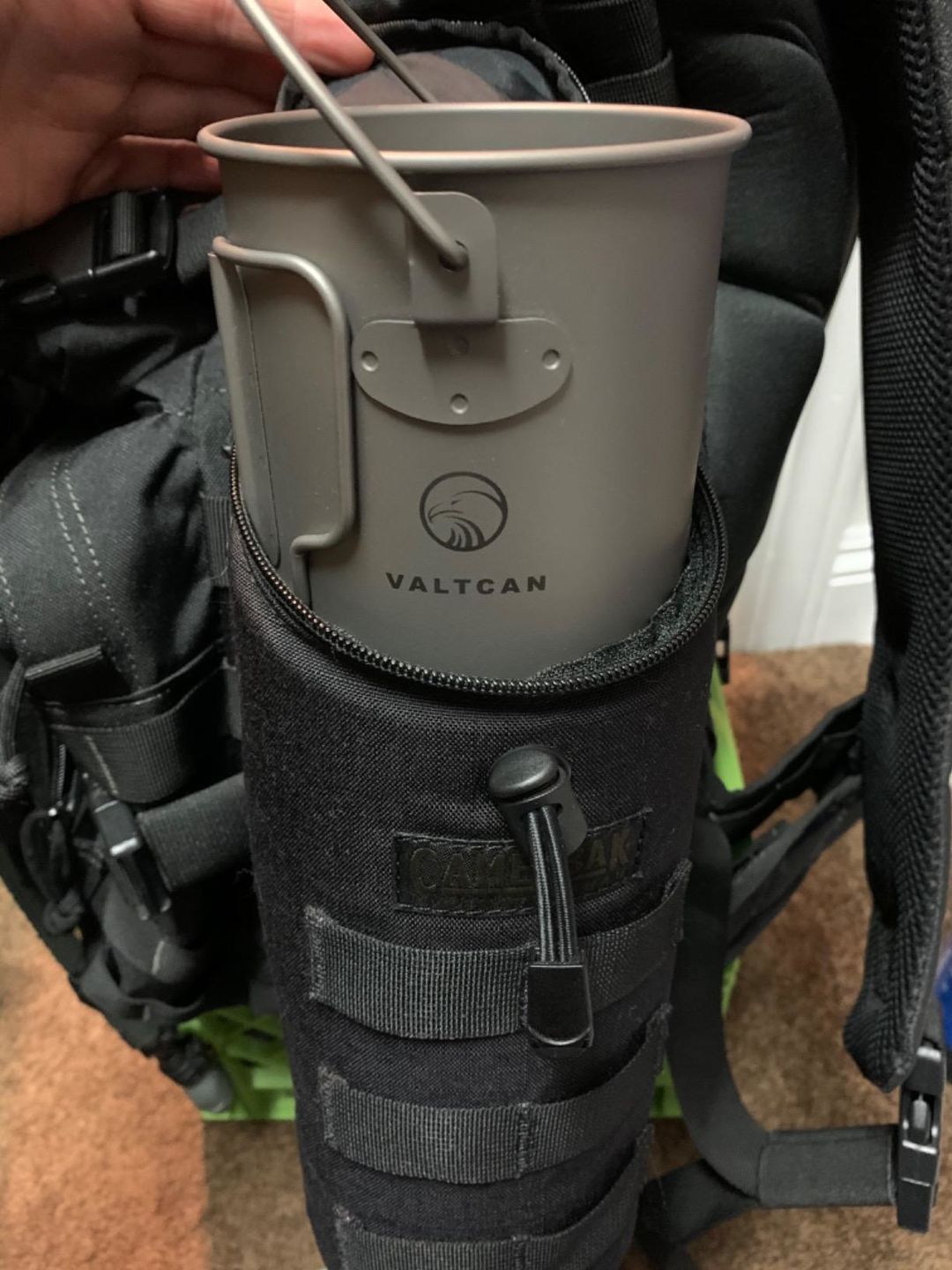 Customer photo review of Valtcan 900ml Titanium Pot 34 fl oz with Lid and Stuff Sack