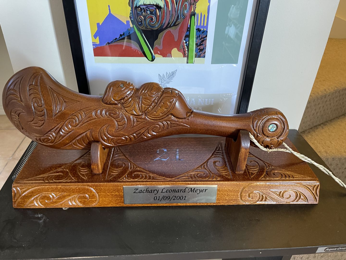Customer photo review of Large 46cm Carved Maori Wahaika Club on Stand