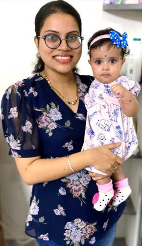 Customer photo review of Deep Blue Chiffon Jeans Top