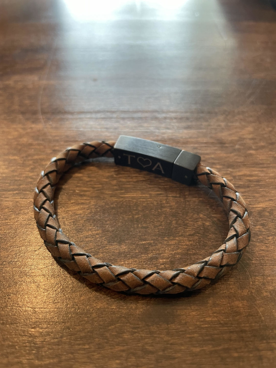 Customer photo review of 6mm Brown Leather Engravable Bracelet