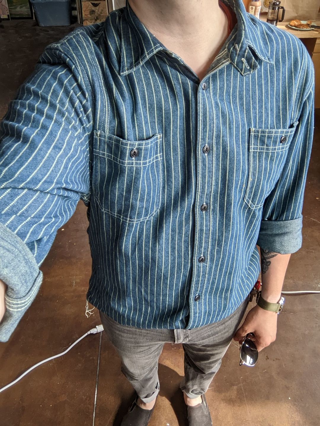 Customer photo review of 9 oz Wabash Vent Hole Work Shirt