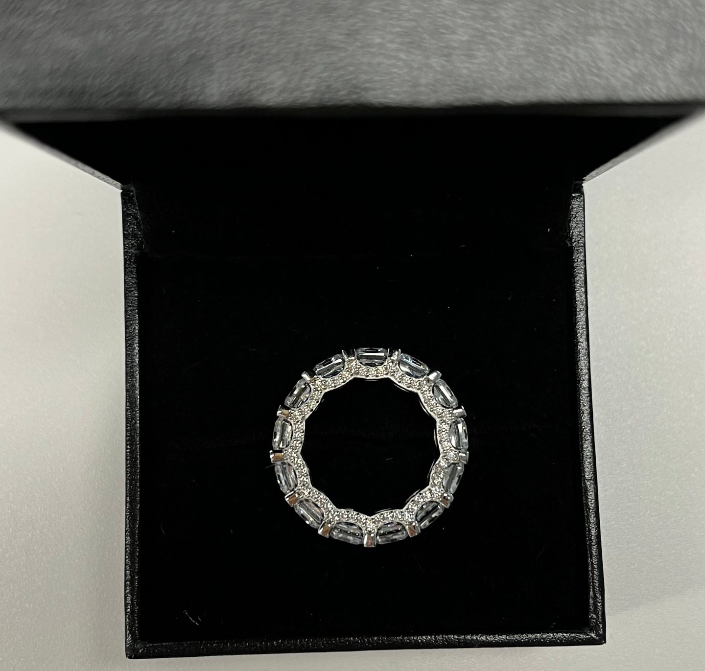 Customer photo review of S925 Luxurious 6.0Ct Cushion Cut Women's Wedding Band In Sterling Silver