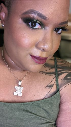 Customer photo review of Custom Varsity initial pendant