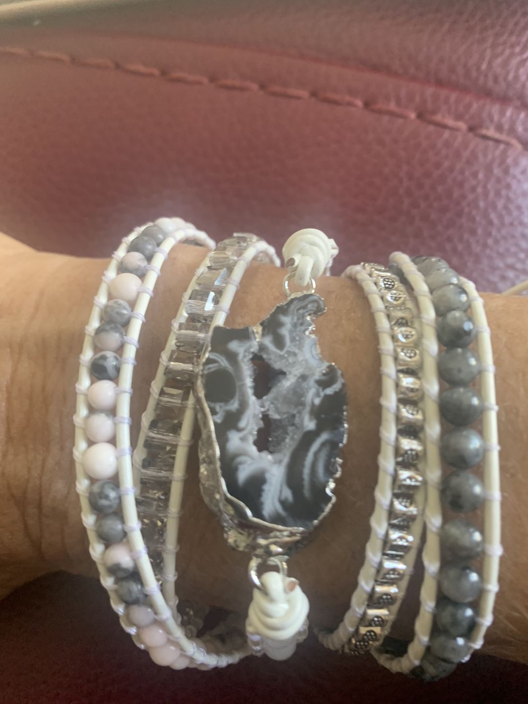 Customer photo review of Magical White Labradorite & Druzy Bracelet