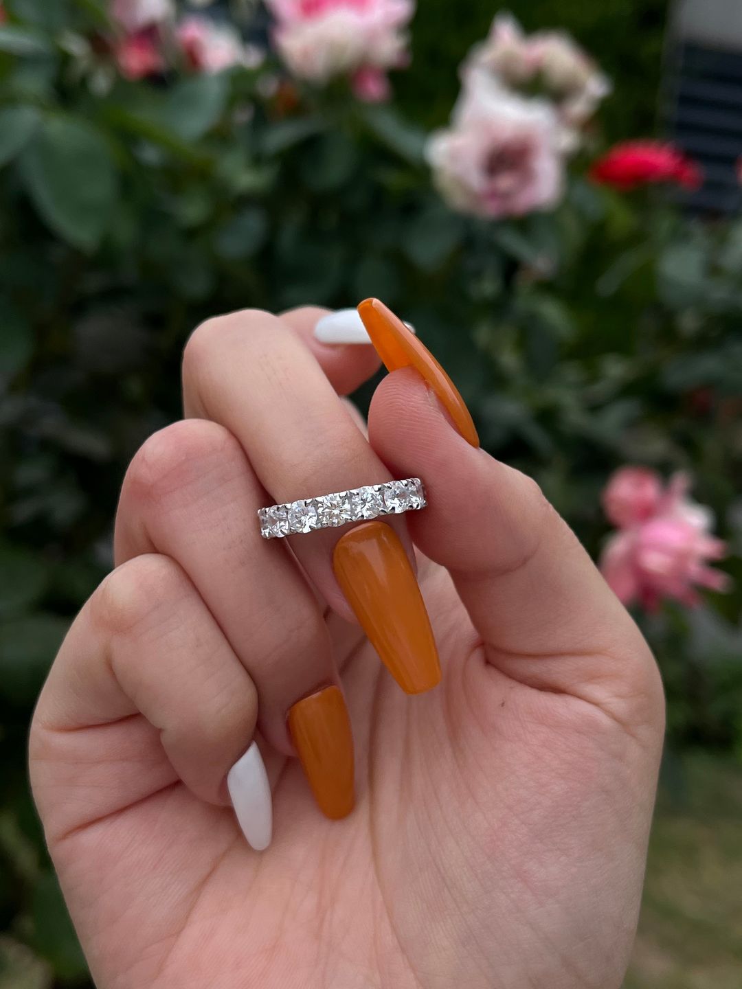 Customer photo review of Louily Stunning Round Cut Women's Wedding Band In Sterling Silver