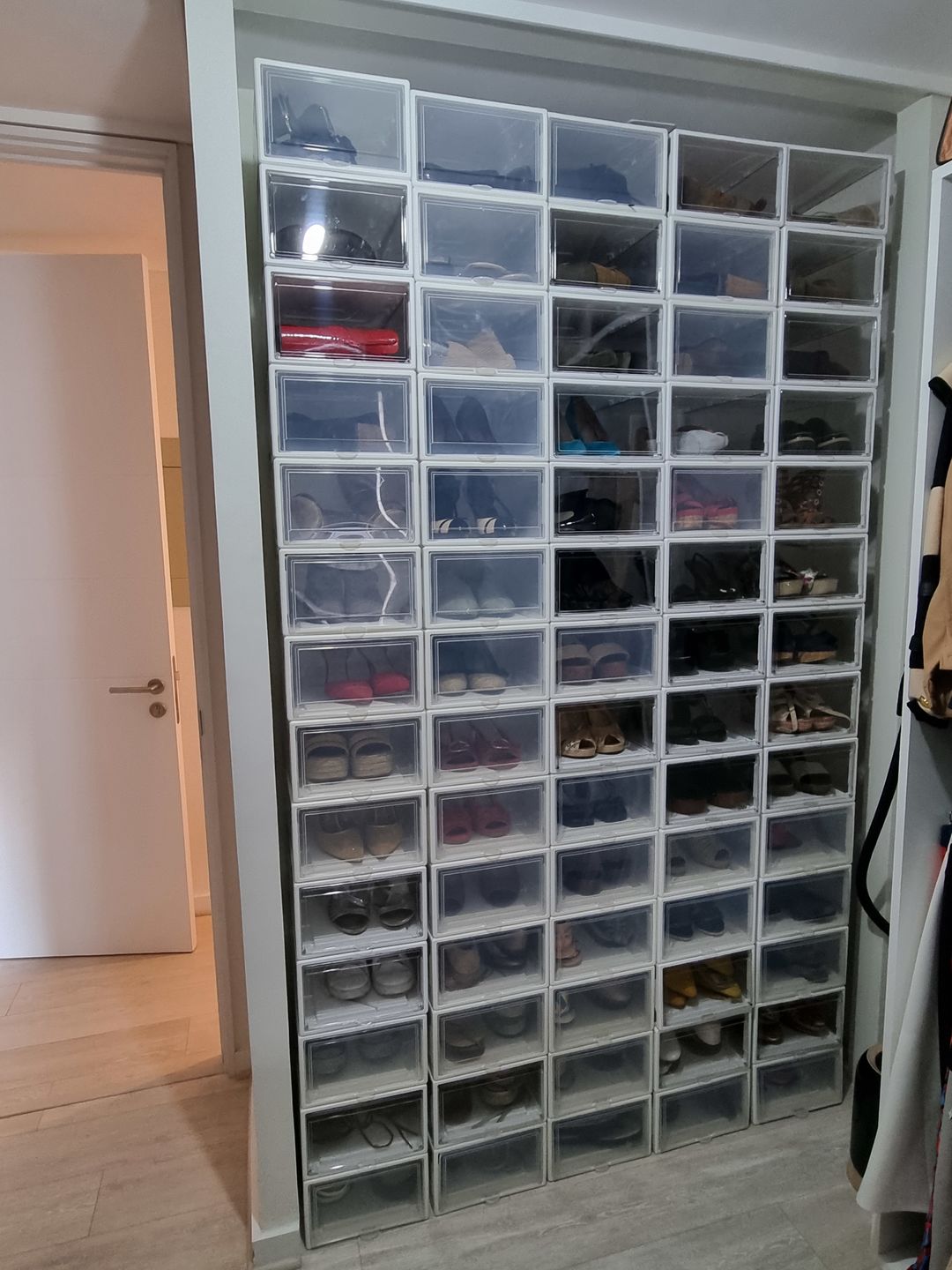 Customer photo review of Set 10 Cajas Organizadoras de Zapatos Blanco Transparente