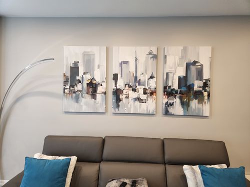Customer photo review of 'Abstract Toronto' Framed Canvas (Set of 3)