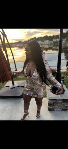 Customer photo review of Sequined Striking Mini Dress