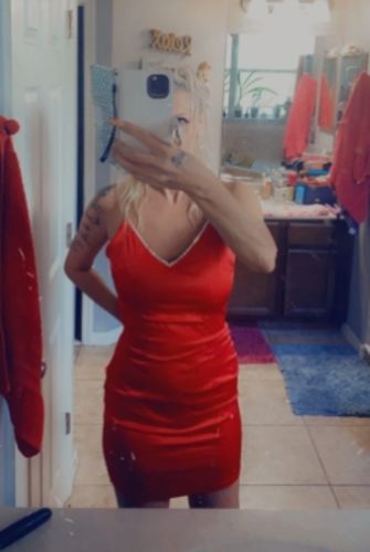 Customer photo review of Rhinestone Trim Sweet Bowknot Open Back Mini Dress