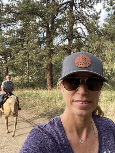 Customer photo review of Custom Leather Patch Trucker Hat - Richardson 112