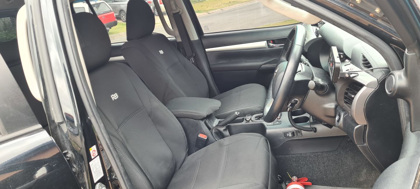 Customer photo review of Toyota HiLux 8th Gen Neoprene Armrest Console Lid Cover (In Stock)