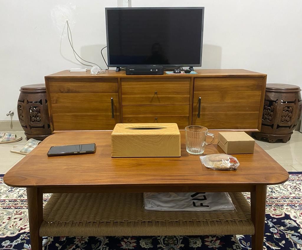 Customer photo review of Square Coffee Table in Premium Teak & Loom