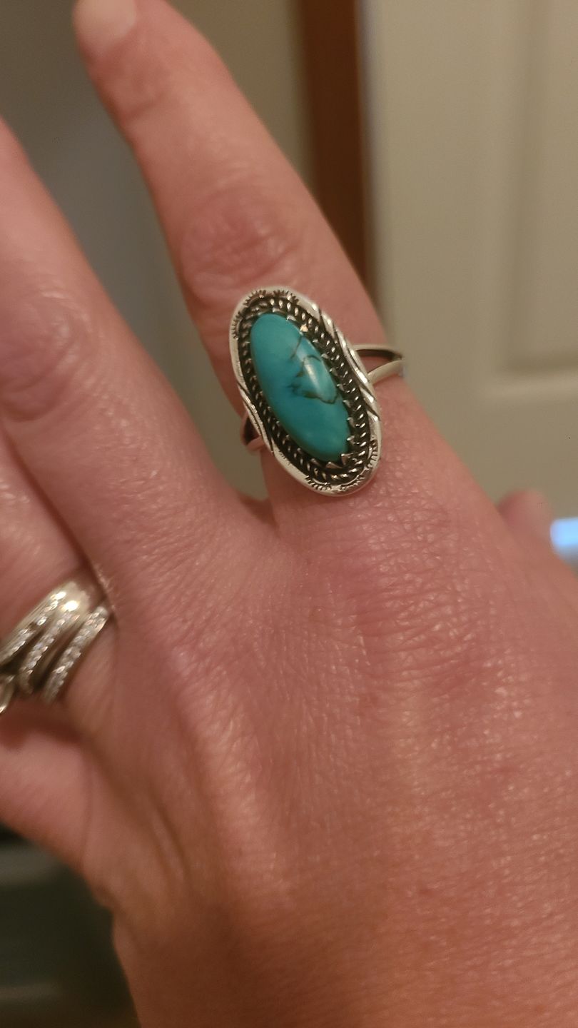 Customer photo review of Southwestern Style Real Turquoise Ring Sterling Silver