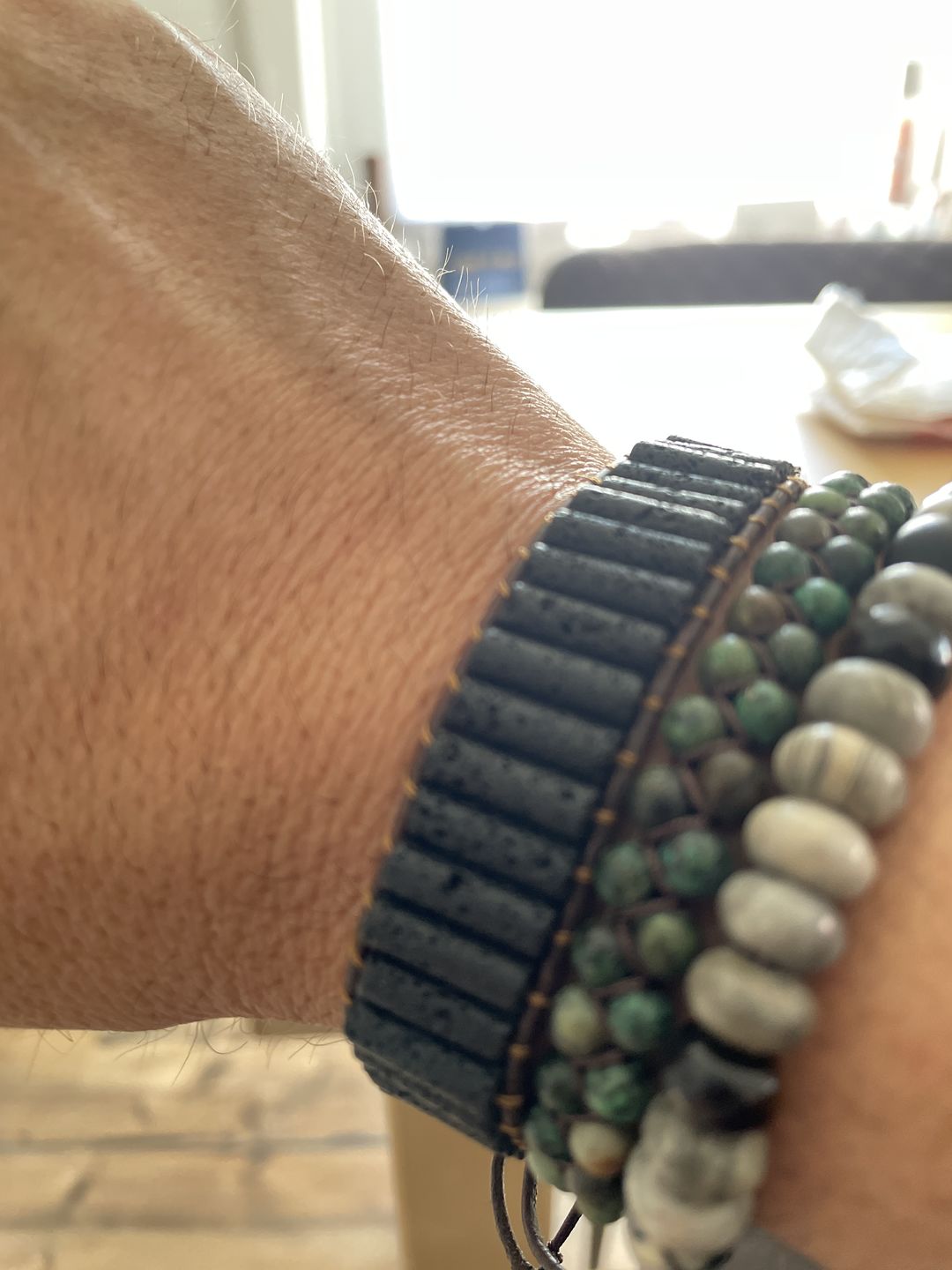 Customer photo review of Men's Lava Stone Bracelet