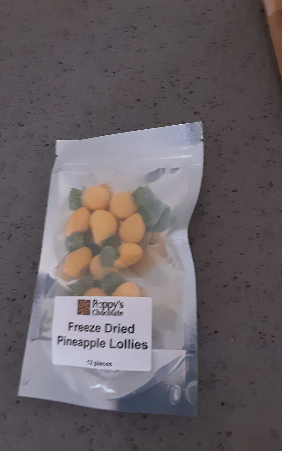 Customer photo review of Freeze Dried Pineapple Lollies