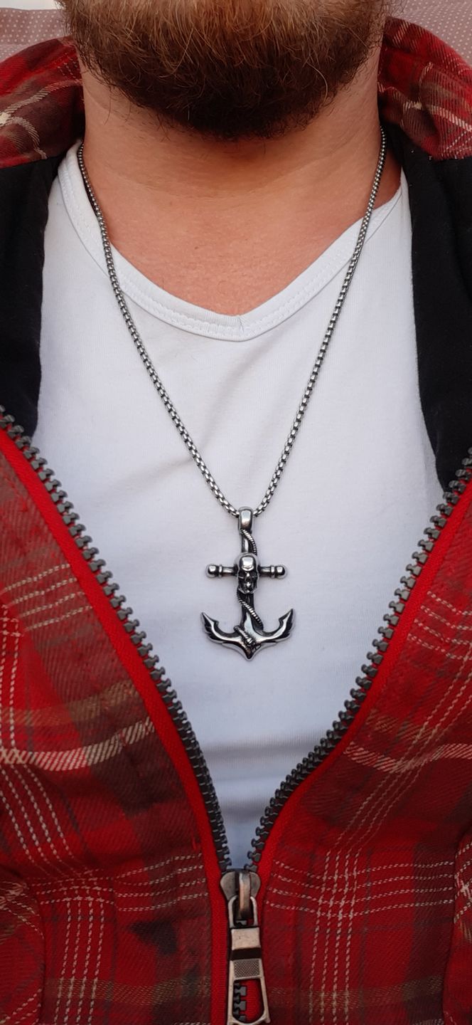 Customer photo review of SKULLED ANCHOR. - NECKLACE