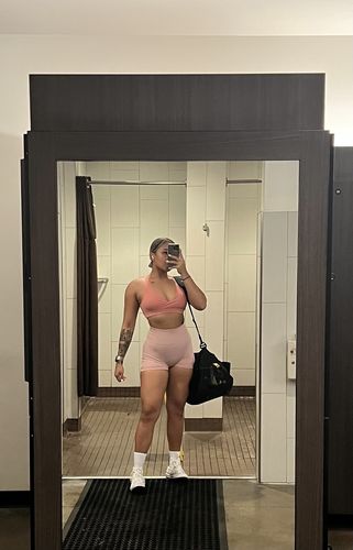 Customer photo review of Pink Wrap Sports Bra