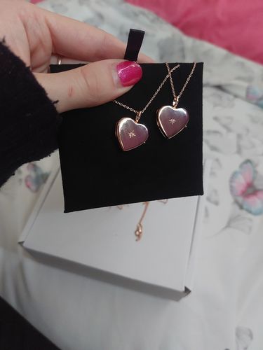 Customer photo review of Diamond Set Personalised Heart Locket – Rose Gold