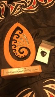 Customer photo review of NZ Maori Pacific Rimu Sculptural Koru Trophy