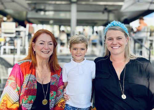 Customer photo review of TUMBLED TURQUOISE KNOTTED HEADBAND