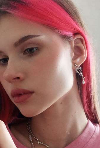Customer photo review of Flame Aesthetic Earrings