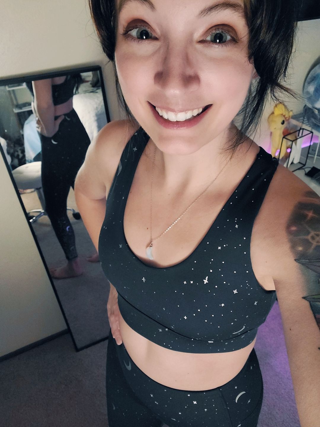 Customer photo review of Criss Cross Sports Bra - Navy Moons | MT SPORT