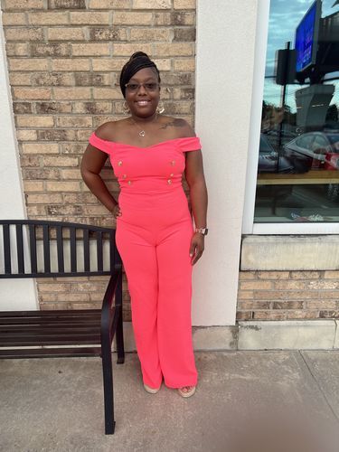 Customer photo review of It's A Hot Pink Summa Jumpsuit