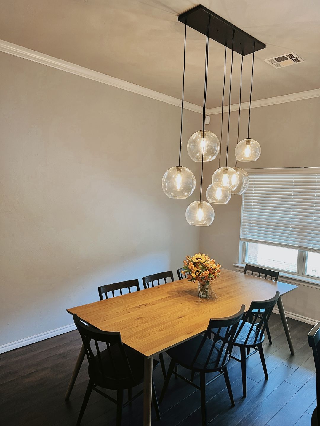 Customer photo review of Modern 7-Light Sculptural Glass Globe Pendant Chandelier
