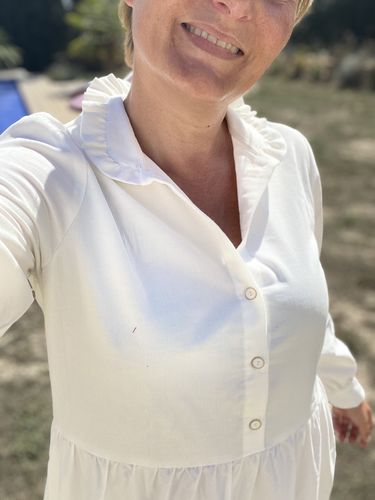 Customer photo review of Robe Pomme - velours de coton ivoire