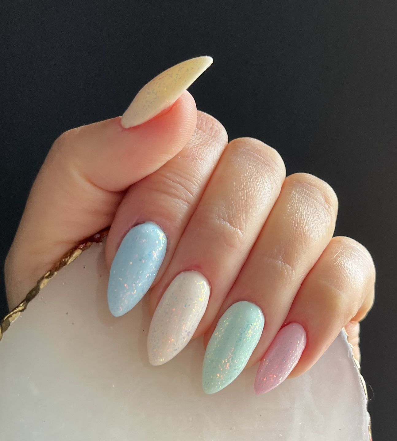 Customer photo review of Semilac 386 Blue Cloud UV Gel Polish 7ml