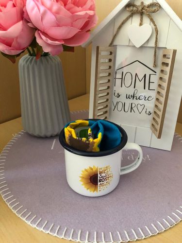 Customer photo review of Sei eine Sonnenblume  - Emaille Tasse