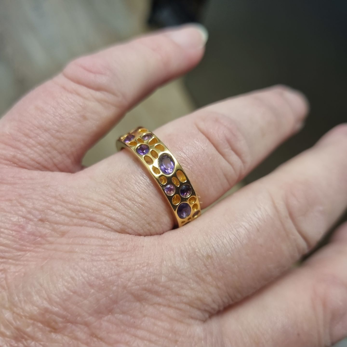 Customer photo review of Amethyst Lattice Band Ring