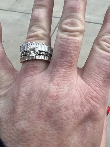 Customer photo review of Louily Elegant Radiant Cut Women's Wedding Band In Sterling Silver