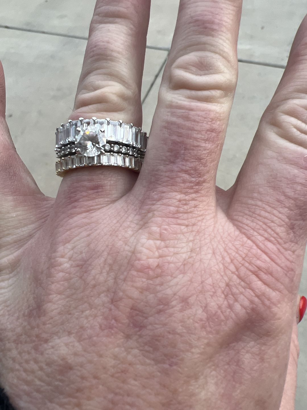 Customer photo review of Louily Elegant Radiant Cut Women's Wedding Band In Sterling Silver