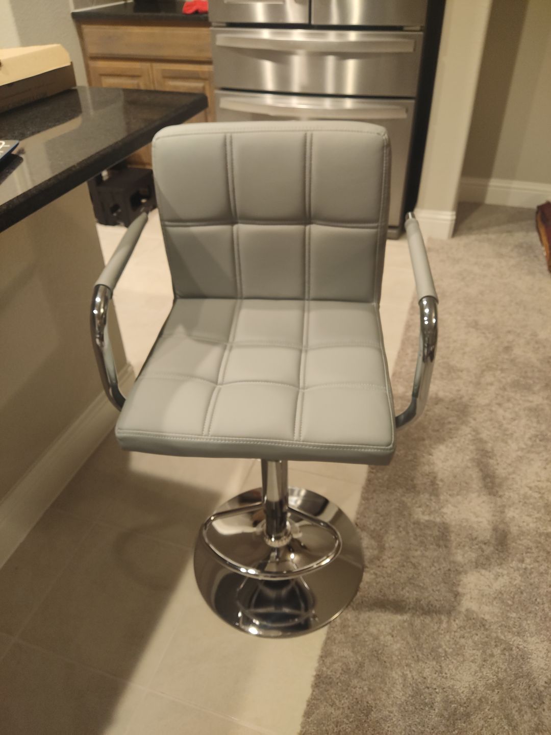 Customer photo review of Adjustable Square Bar Stools with Arm Rest (Set of 2)