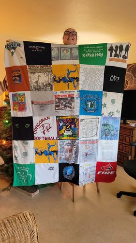 T-shirt quilt from corcoran high school by Laurie from OR