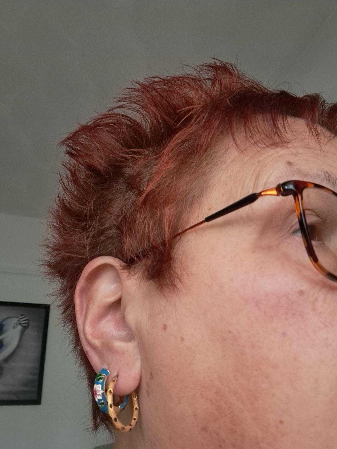 Customer photo review of Gold Hoop Flower Earrings