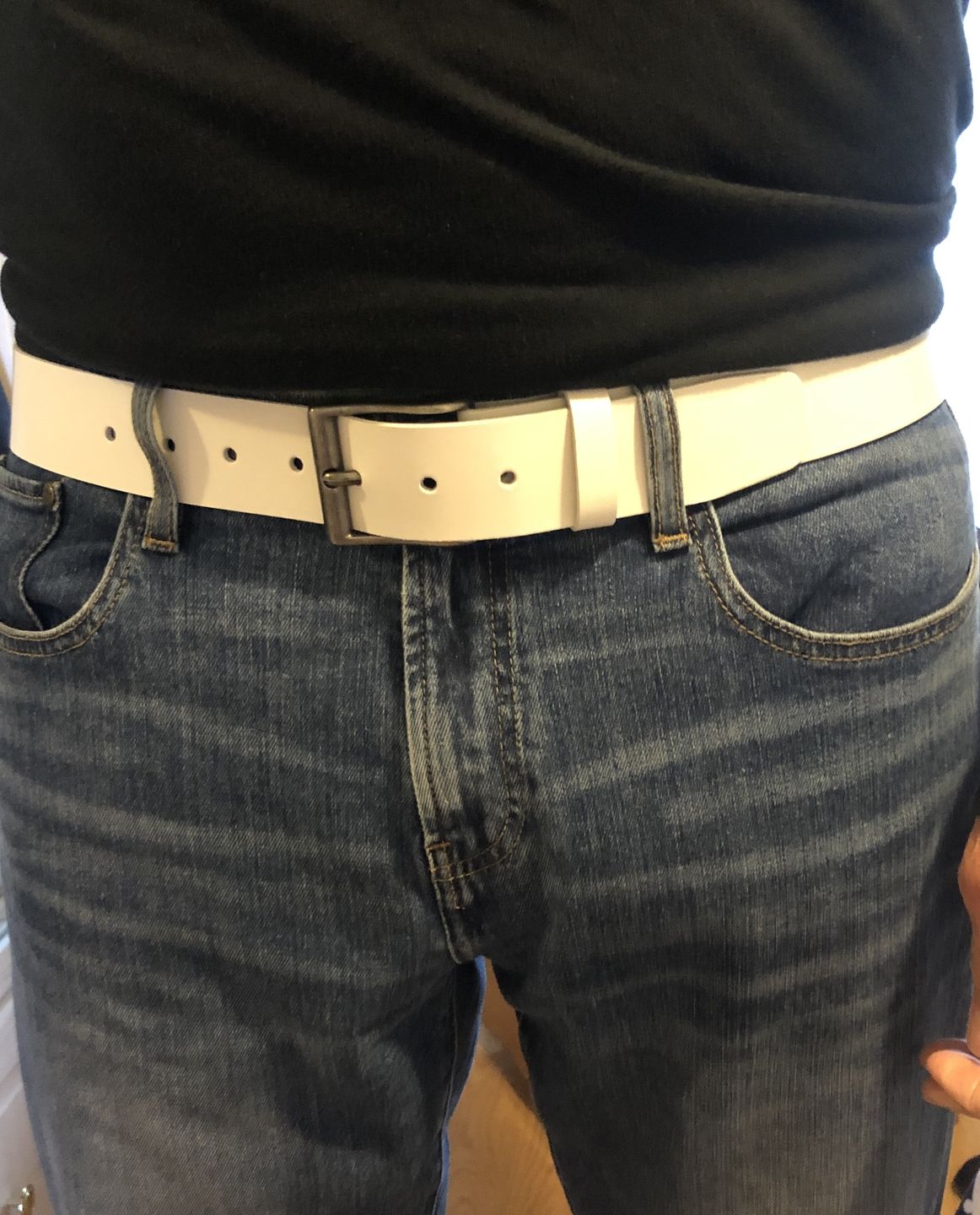 Customer photo review of The Fairway Belt - White 100% Full Grain Leather Belt