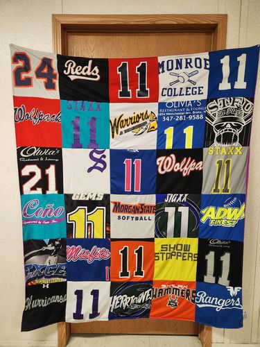 T-shirt quilt featuring wolfpack, warriors by Adeline from NY