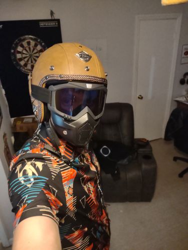Customer photo review of Premium Leather Helmet 3/4