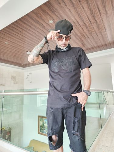 Customer photo review of REAL Black Chenille Crew Neck - Black