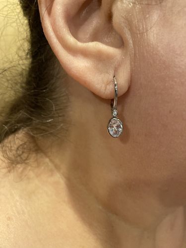 Customer photo review of CZ Leverback Earrings in Sterling Silver