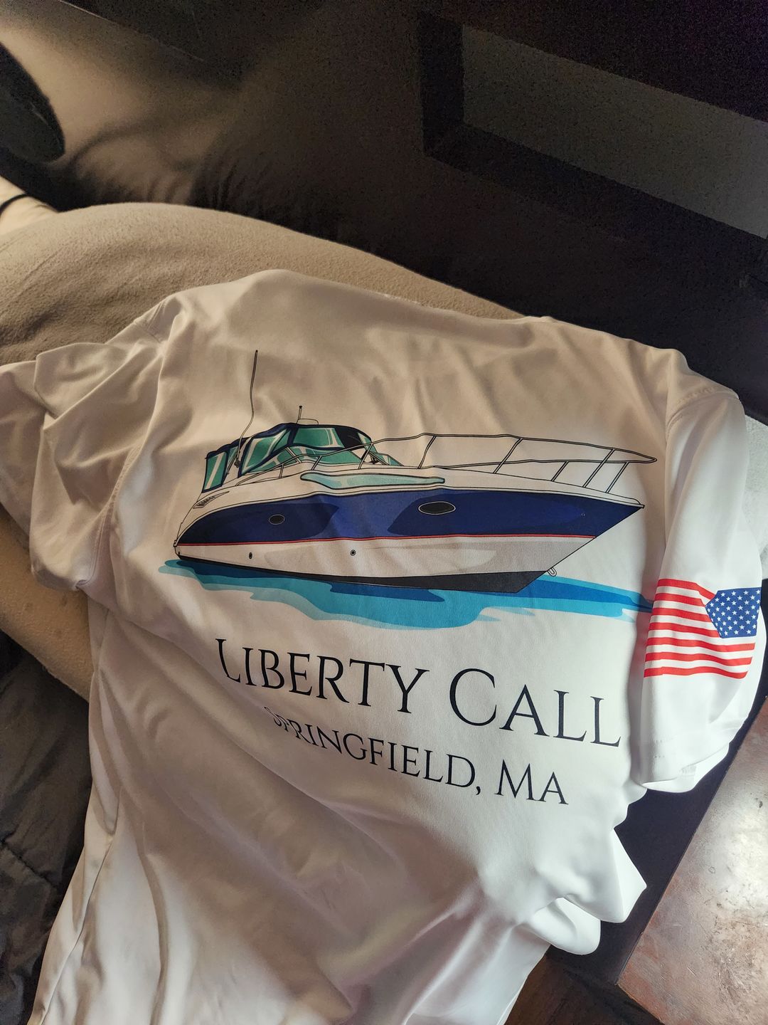 Customer photo review of American Flag Short Sleeve Dri-Fit Custom Shirts