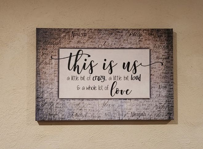 Customer photo review of Personalized "This Is Us" With Names on Background Premium Canvas