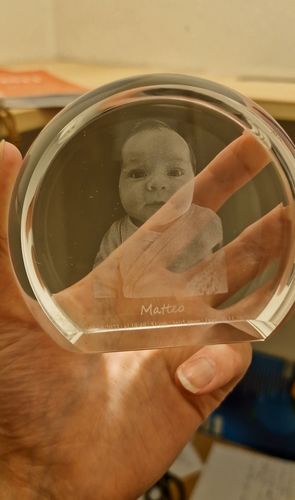 Customer photo review of Dåps Oval krystall med 3D-motiv.