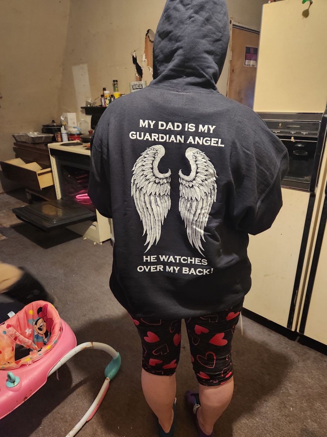 Customer photo review of My Dad Is My Guardian Angel Hoodie